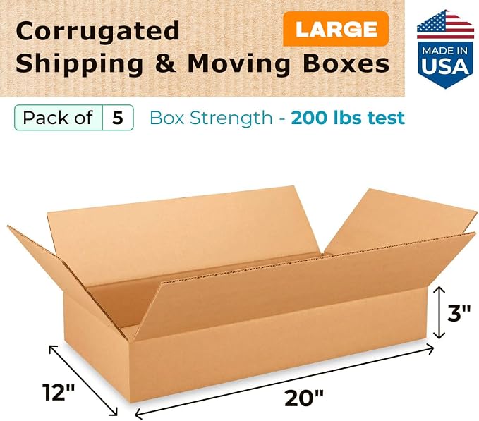 Large Shipping & Moving Boxes 20 x 12 x 3 inches - Image 2