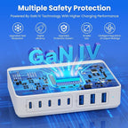 USB C Charger 300W USB C Charger Block 8-Ports GaN IV Fast Charging Station - Image 4