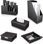 KINGFOM 5 PCS/SET Pu Leather Desk Organizer File Holder Accessories, Magazine - Image 2