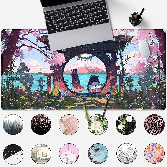 Pink Japan Desk Pad Anime Gaming Green Mouse Pad Large Mouse Pad - Image 2