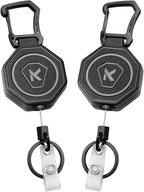 koorito 2 Pack Heavy Duty Retractable Badge Holder Key Reel by koorito