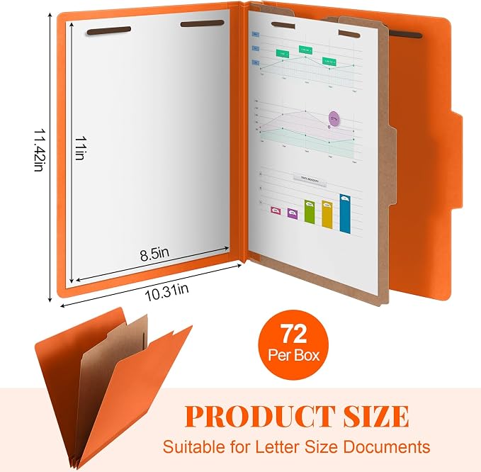 Skyygemm 72 Pcs Classification Folders Letter Size, 1 Divider Pressboard File - Image 2