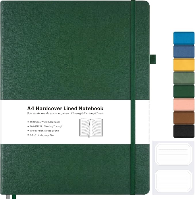 Lined Journal Notebook, 8.5" x 11" Hardcover Leather Notebook by MALEDEN