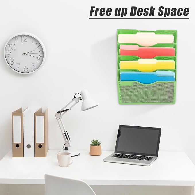 EASEPRES 5 Pocket Mesh Hanging Wall File Organizer, Wall Mounted Mail Paper - Image 7