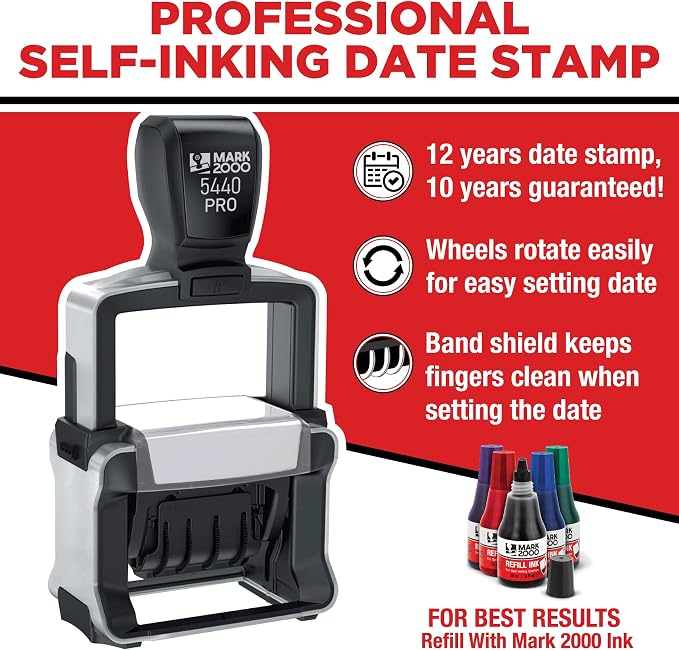 Mark 2000 5440 Professional Self Inking Date Stamp - Image 2