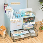 QIYVLOS Desk Organizer with 3 Drawer, Desk Organizers and Storage with 8 - Image 2