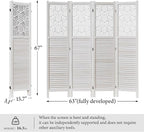 Svimi Folding Room Divider, 66.9 Inch 4 Panels Wood Carved Privacy Screens - Image 5