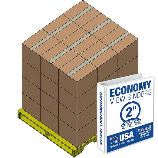 Samsill Economy 2 Inch 3 Ring Binder Bulk Pallet, Made in The USA, Round Ring by Samsill