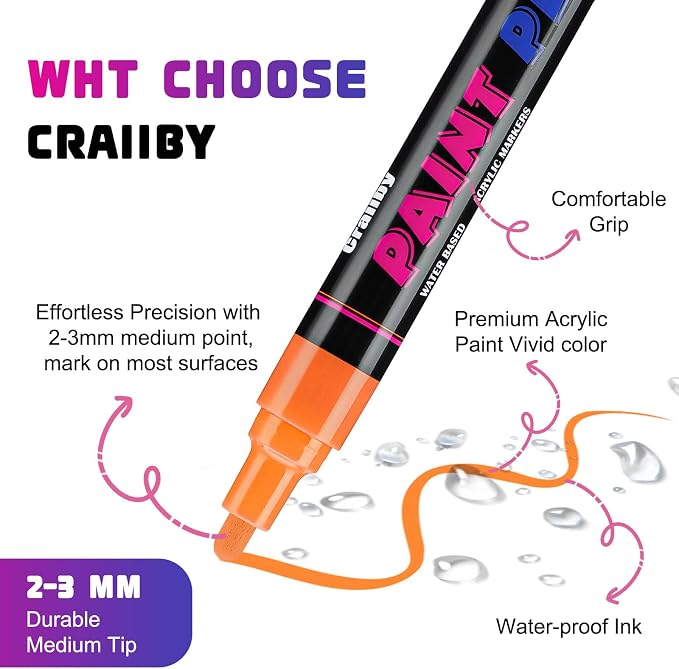 Craiiby Silver Paint Pens Paint Markers - Image 2