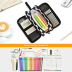 BOENLE Black White Checkered Pencil Case Box Boys Girls Large Pencil Pouch - Image 4