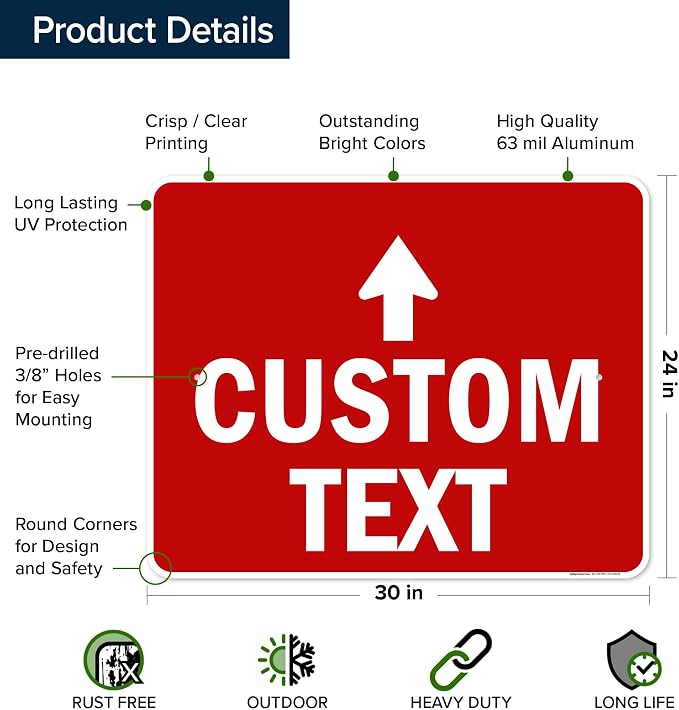Custom Arrow, Custom Directional Sign, Up Arrow, 24x30 Inches, Rust Free .063 - Image 6