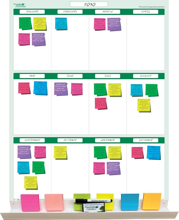 Earth Green12 Section Task, Objective and Goals Planning System Vertical 24"x by PlanetSafeCalendars