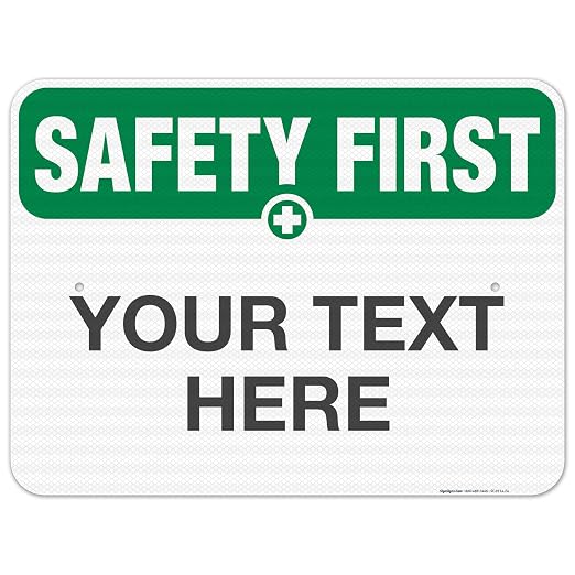 Custom Safety First Sign, OSHA Sign, 18x24 Inches, 3M EGP Reflective .080 by SigoSigns