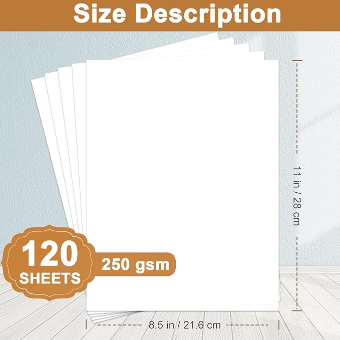 Silunkia 120 Sheets Bright White Cardstock 8.5 x 11 Certificate Paper, - Image 2