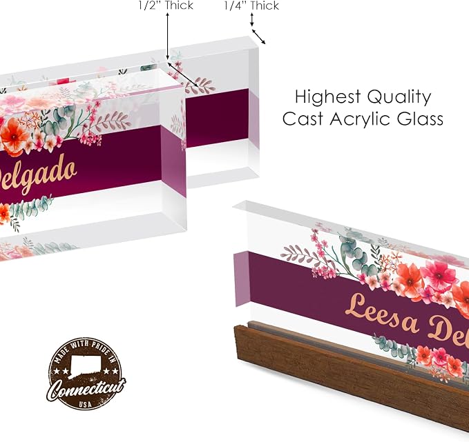 Artblox Personalized Office Desk Name Plate and Business Card Holder | Clear - Image 9