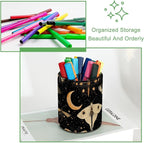 Leather Pen Holder for Desk, Butterflies Moth Moon Pencil Cup Desktop Organizer - Image 3