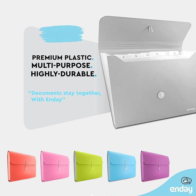 Accordion File Organizer Grey, 7 Pocket Expanding File and Cover Folder - Image 3