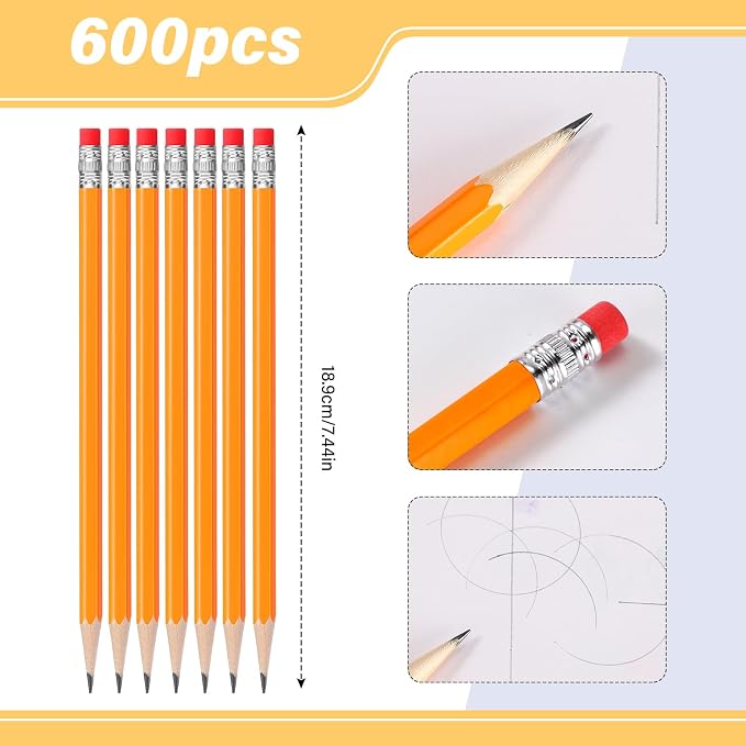 TecUnite 600 Pcs HB #2 Unsharpened Pencils bulk - Image 3