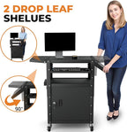 Mobile AV Cart with Pullout Keyboard Tray, Rolling Computer Cart Height - Image 4