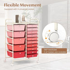 COSTWAY 15 Drawers Storage Cart, Mobile Tools Scrapbook Paper Organizer Cart - Image 5