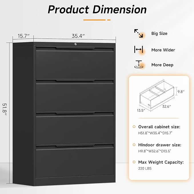 Bestoo 4-Drawer File Cabinet - Image 3