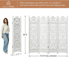 5.75Ft Room Divider Wood Screen, 33Lbs Durable MDF Carved Rustic Style Headboard - Image 6