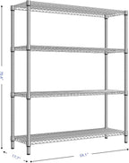 M MZG 1760 LBs 4 Tier Storage Rack Metal Wire Shelving Unit, Storage Standing - Image 3