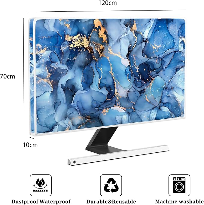 Baocicco Navy Blue Gold Marble Waterproof TV Dust Cover 50, 52 Inch Creative - Image 2