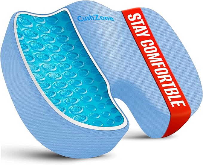 Office Chair Seat Cushion, Cooling Gel Enhanced Memory Foam Cushion by CushZone