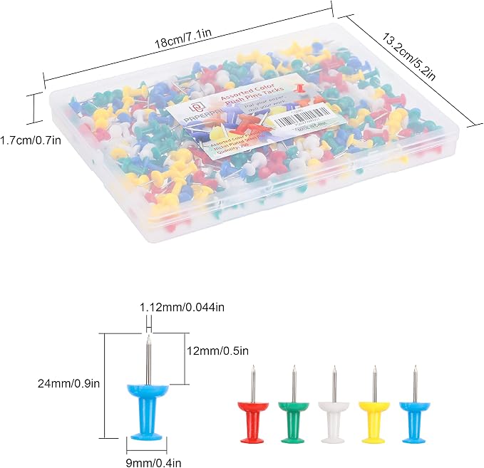 PAPERPAL 280 Assorted Color Push Pins - Image 2