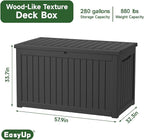 EasyUp 280 Gallon Deck Boxes Waterproof, Outdoor Large Storage Boxes - Image 2
