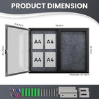 48"x36" Lockable Enclosed Bulletin Board, Outdoor Flet Weather-Resistant - Image 4