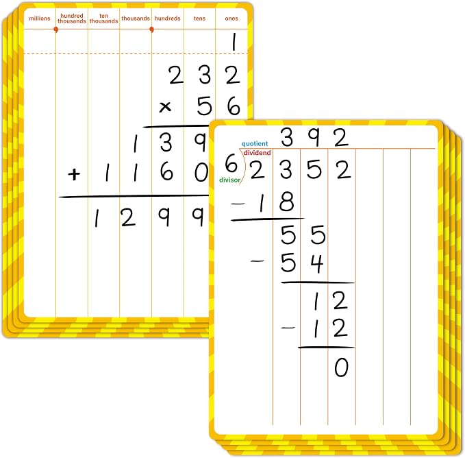 8 Packs Division Whiteboards, Double Sided Dry Erase Board Writable and by SpriteGru