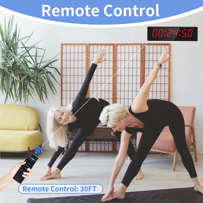 Large Stopwatch with Start/Stop Button, LED Digital Timer with Remote, - Image 4