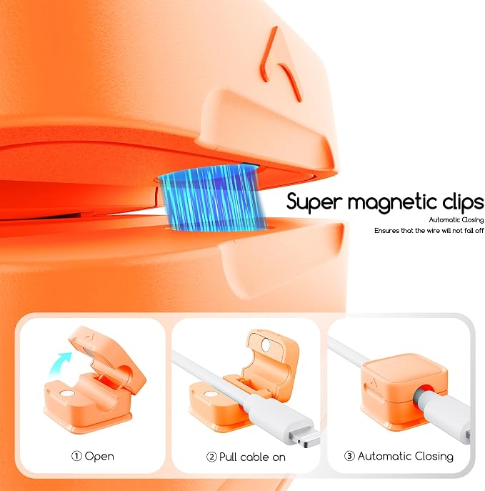 smofish Magnetic Cord Organizer Holder, 6 Pack Desk Cable Clips Management - Image 3