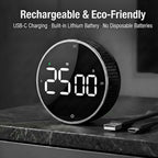 Rechargeable Magnetic Kitchen Timer, LED Countdown/Count-Up Timer, Supports - Image 2