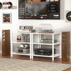 LELELINKY 3-Tier AV Media Player Stand Set of 2, Wooden TV Stand, Game Console - Image 2
