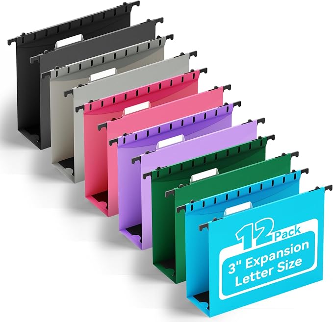 ANSOOK Plastic Hanging File Folders Letter Size, 3 Inch Reinforce Expanding by Ansook