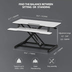 FITUEYES Height Adjustable Standing Desk 36” Wide Sit to Stand Converter Stand - Image 5