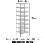 Regal Altair 24" Deep x 24" Wide x 74" Height Wire Shelving Kit | 8-Tier | NSF - Image 3