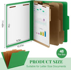 Skyygemm 48 Pcs Classification Folders Letter Size, 3 Divider Pressboard File - Image 2