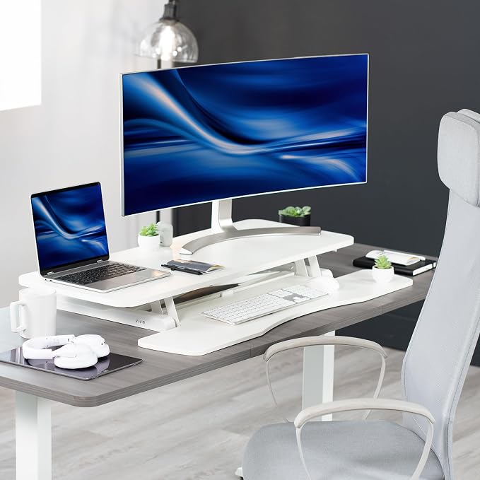 VIVO 42 inch Desk Converter, K Series, Height Adjustable Sit to Stand Riser - Image 8