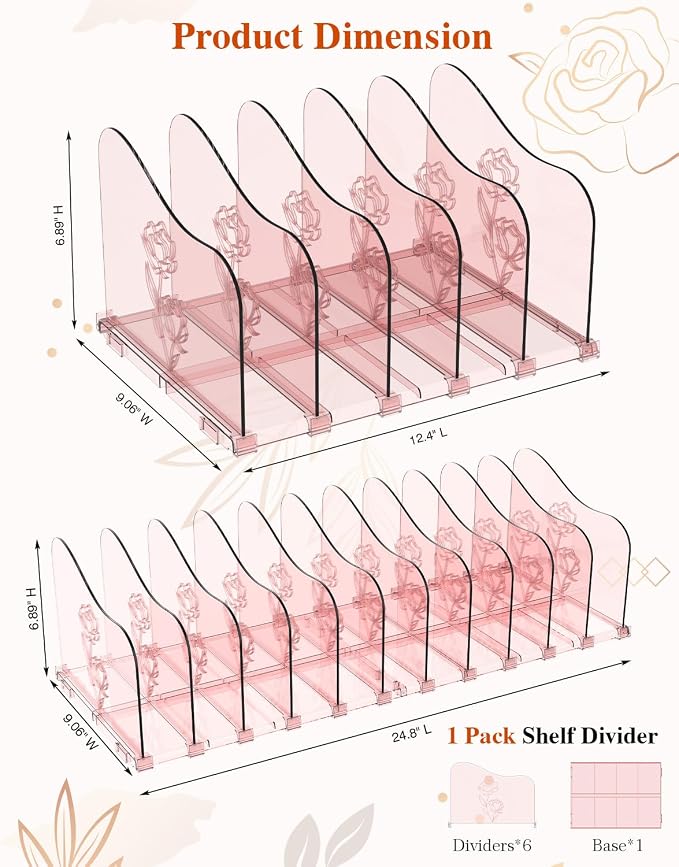 COWVTUJ Adjustable Rose File Organizer - Image 4