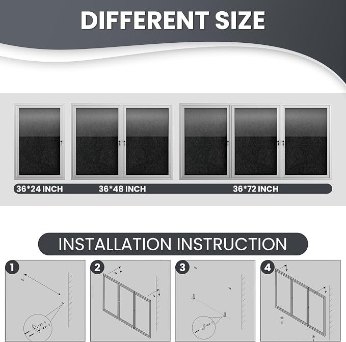 72"x36" Lockable Enclosed Bulletin Board, Outdoor Flet Weather-Resistant - Image 3