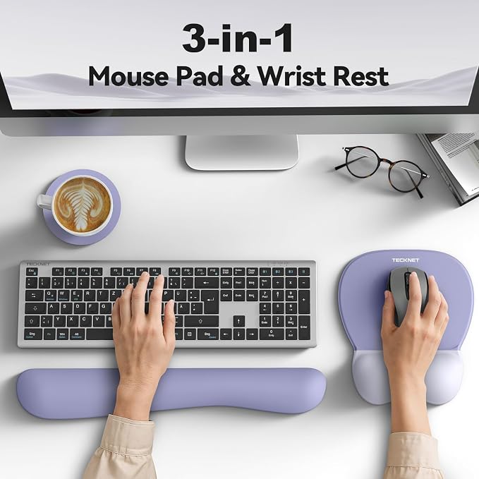 TECKNET Gel Mouse Pad Set with Wrist Rest and Keyboard Wrist Rest, Ergonomic - Image 5