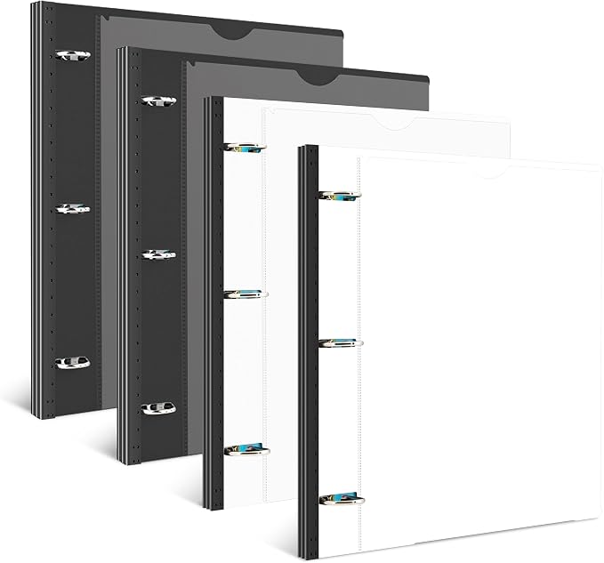 INFUN 1 Inch Telescoping 3 Ring Binder Black+White by INFUN