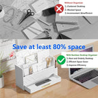 WISUCART Bamboo Desk Organizer Mail Holder Countertop Wood Desk Drawer Tabletop - Image 5