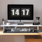 ROCDEER Bamboo Dual Monitor Stand Riser White, 2-Tier Desk Monitor Riser - Image 2