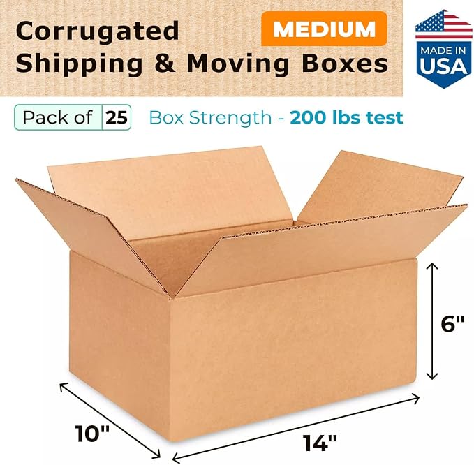 Medium Moving & Shipping Boxes 14"L x 10"W x 6"H - Image 2