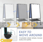 MAKELLO Rolling Whiteboard on Wheels 36x24 in, Double-Side Standing White Board - Image 5